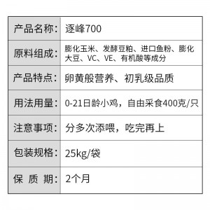 逐峰700-高档雏鸡开口料-联合汇推荐产品 - 20kg/袋